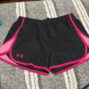 Black and pink Under Armor athletic shorts